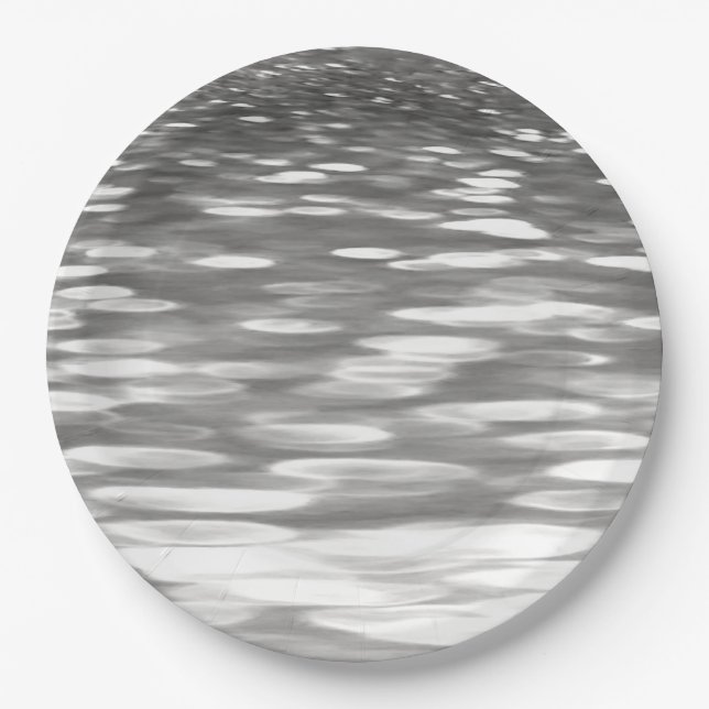 Abstract #3: Silver gray shimmer Paper Plates (Front)