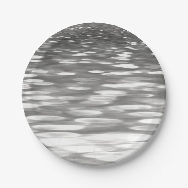 Abstract #3: Silver gray shimmer Paper Plates (Front)