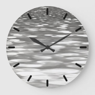Abstract #3: Silver grey shimmer Large Clock