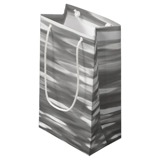 Abstract #3: Silver grey shimmer Small Gift Bag (Front Angled)