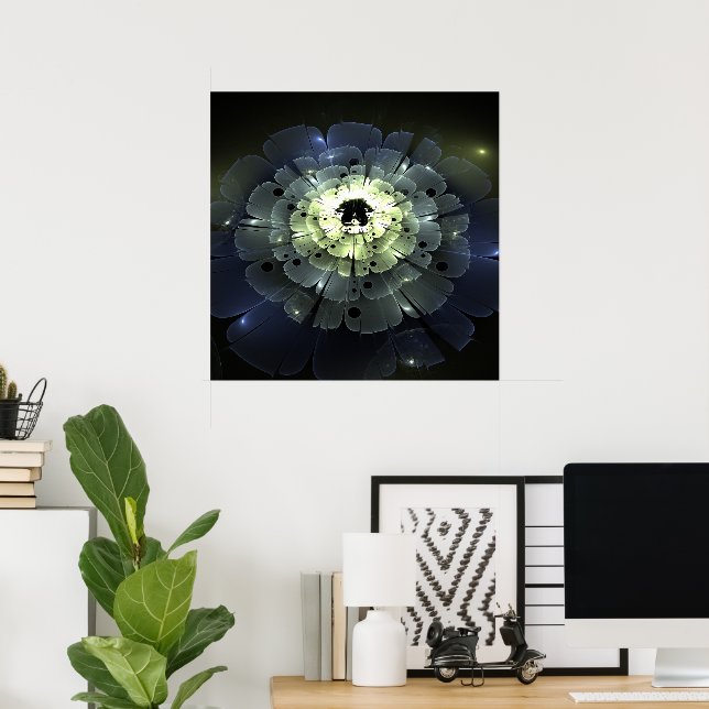 Abstract 3D Fractal Flower Poster (Home Office)