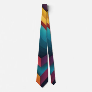 Abstract 3D Geometric Diamond Gradient Art Neck Tie
