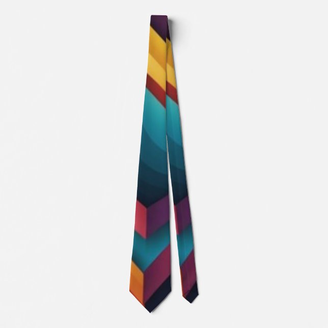 Abstract 3D Geometric Diamond Gradient Art Neck Tie (Front)