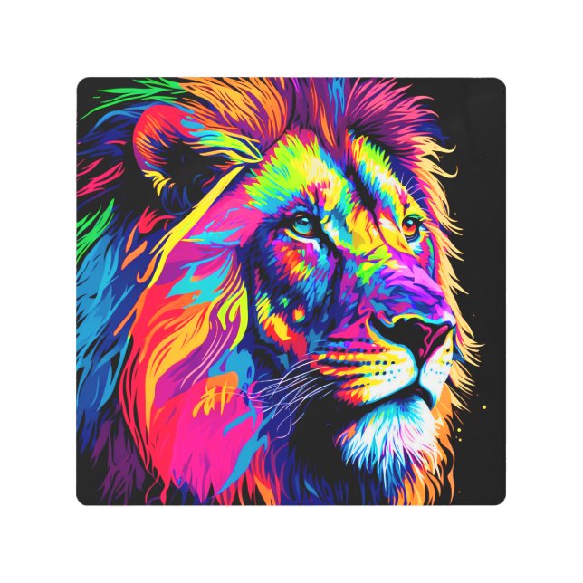 Abstract 3d Lion Portrait Digital Art Metal Art (Front)