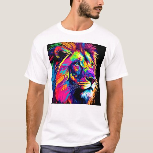 Abstract 3d Lion Portrait Digital Art T_Shirt