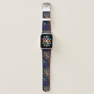 Abstract 3D Neon Geometric Art  Futuristic Digital Apple Watch Band