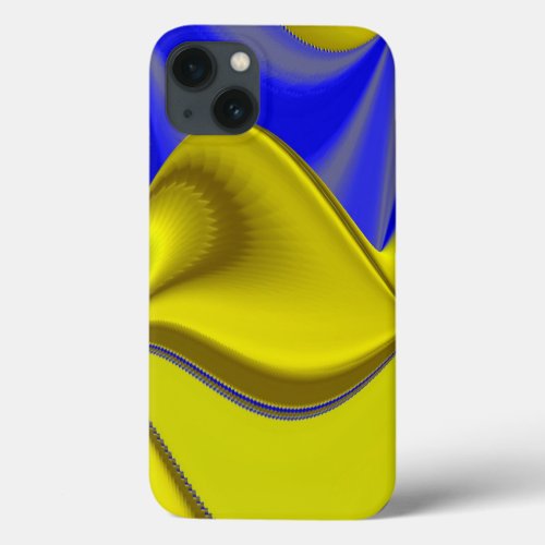 Abstract 3D Rainbow Art in gold yellow and blue iPhone 13 Case