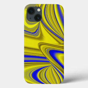 Abstract 3D Rainbow Art in gold yellow and blue iPhone 13 Case