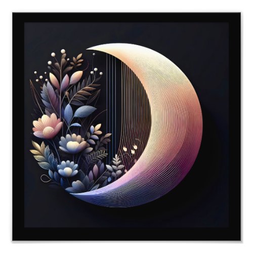 Abstract 3D Shape Half Moon Flowers Pastel Colors Photo Print