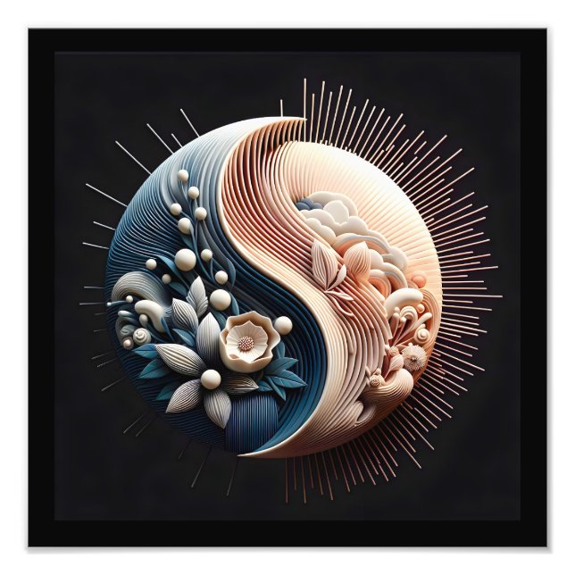 Abstract 3D Shape Yin Yang Flowers Pastel Colors Photo Print (Front)
