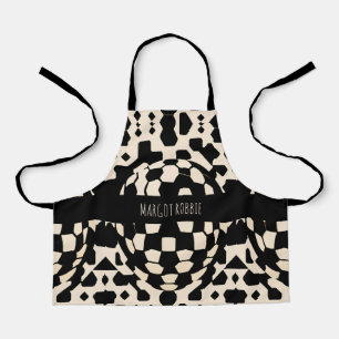 Abstract 3D Soccer Black Biege Geometric Pattern Apron