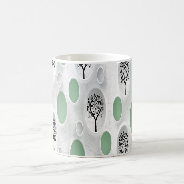 Abstract 3D with Circles Heart Leaf Tree Coffee Mug (Center)