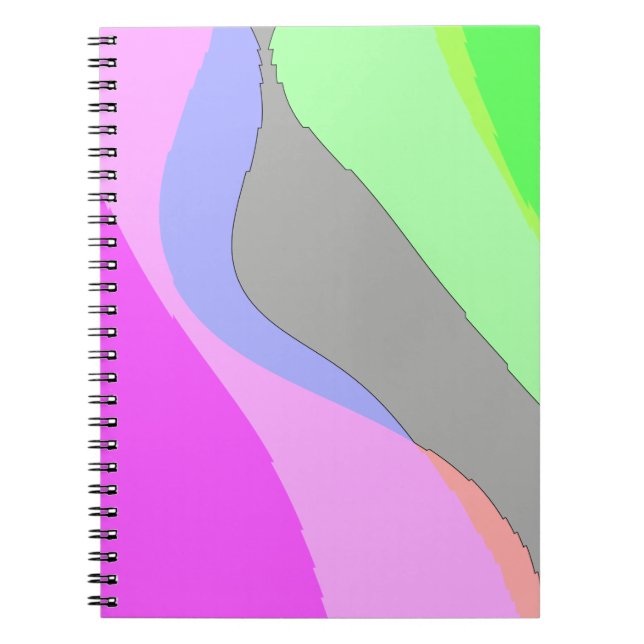 Abstract 703 - Retro Groovy Pink And Green Notebook (Front)