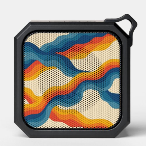 Abstract 70s Retro Orange Blue Wavy Stripe Pattern Bluetooth Speaker