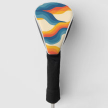 Abstract 70s Retro Orange Blue Wavy Stripe Pattern