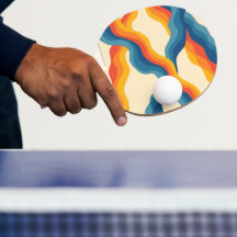 Abstract 70s Retro Orange Blue Wavy Stripe Pattern