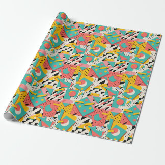 Abstract 80s 90s Retro Theme Wrapping Paper