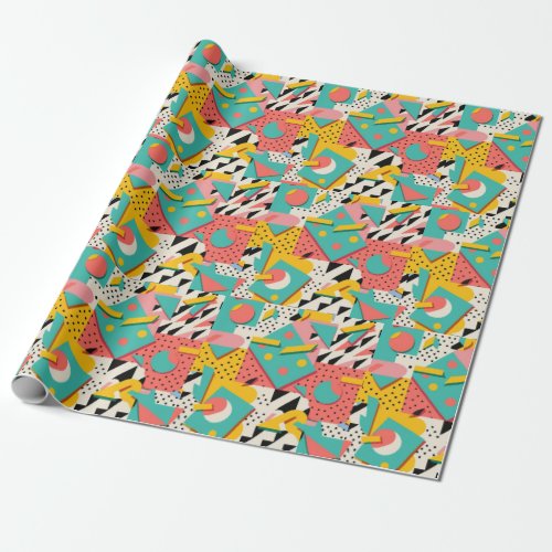 Abstract 80s 90s Retro Theme Wrapping Paper 