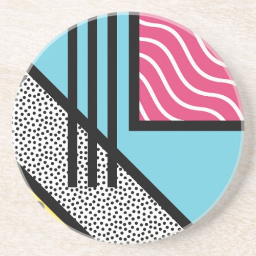 Abstract 80s memphis pop art style graphics coaster