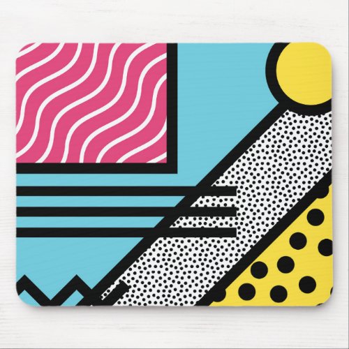 Abstract 80s memphis pop art style graphics mouse pad