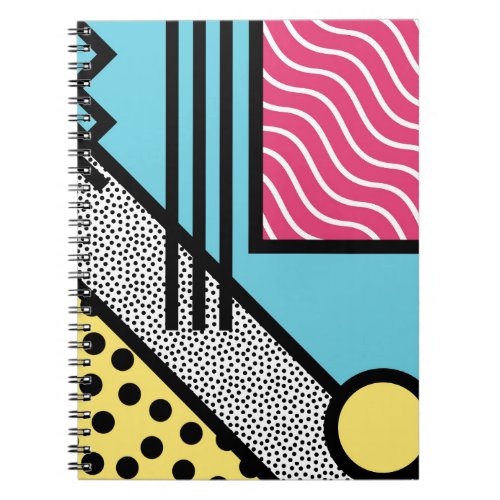 Abstract 80s memphis pop art style graphics notebook