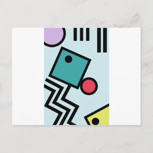 Abstract 80s memphis pop art style graphics postcard