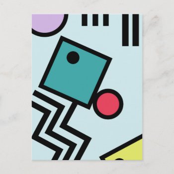 Abstract 80s Memphis Pop Art Style Graphics Postcard by UDDesign at Zazzle