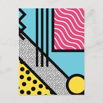 Abstract 80s Memphis Pop Art Style Graphics Postcard by UDDesign at Zazzle