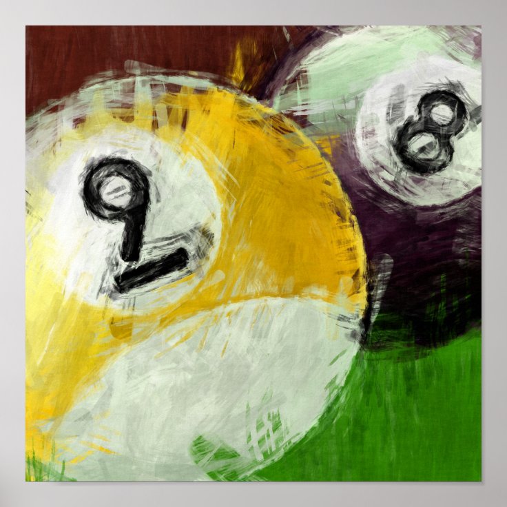 Abstract 8 and 9 Ball Poster | Zazzle