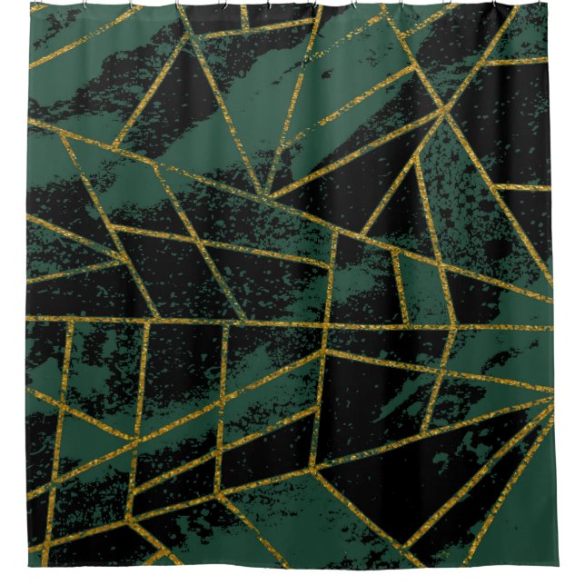 Abstract #941 Green Shower Curtain (Front)