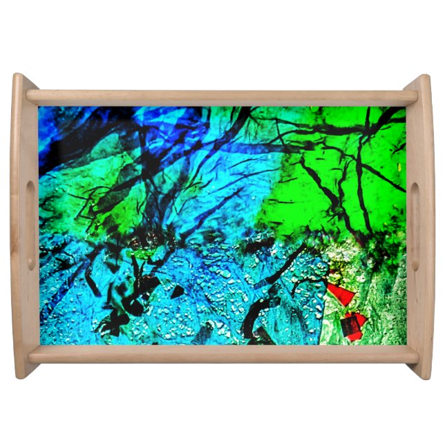 Abstract a blue serving tray,Mild abstract  Servin Serving Tray (Front)