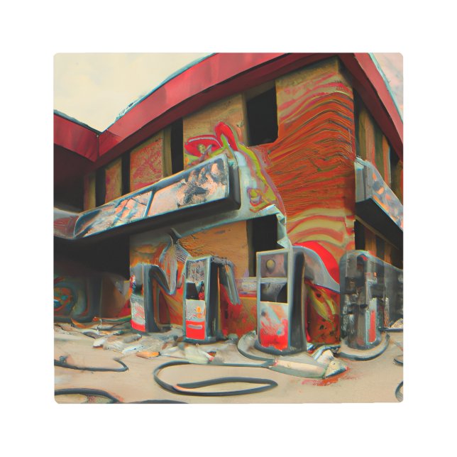 Abstract Abandoned Gas Station Ai Art (Front)