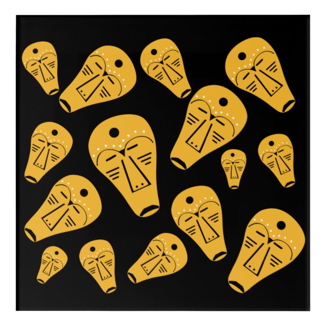 Abstract Aboriginal tribal mask Acrylic Print (Front)