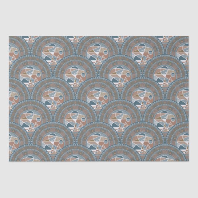 Abstract Accent Mandala Art Deco Scallop Tissue Paper (Front)