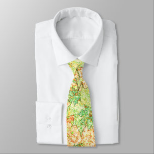 Abstract acer leaf on scratched ground, on beige neck tie