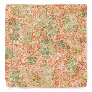 Abstract acer leaves upon scratched coral ground bandana