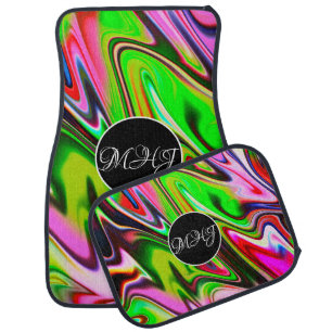 Abstract Acid Colorful Monogrammed Car Floor Mat