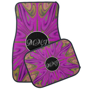 Abstract Acid Orange Monogrammed Car Floor Mat