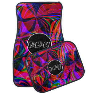 Abstract Acid Red Mix Monogrammed Car Floor Mat
