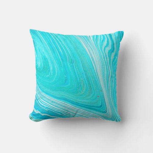 Abstract acrylic art _ lines of blue and turquoise throw pillow