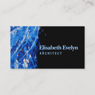 Abstract acrylic blue dark paint background business card