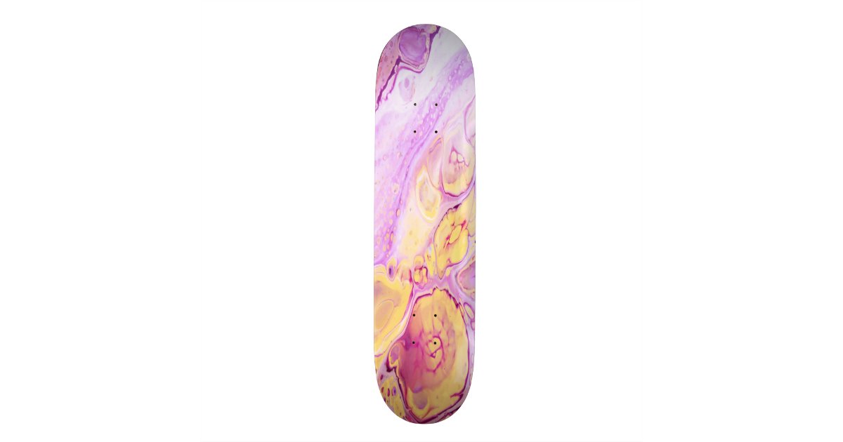 Abstract Acrylic Paint Backdrop With Pink Powder Skateboard