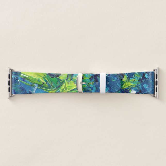 Abstract Acrylic Paint in Blue Apple Watch Band (Band)