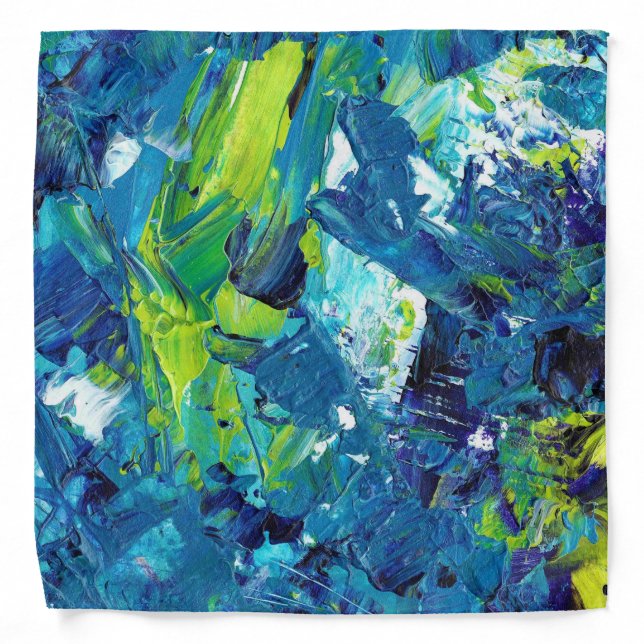 Abstract Acrylic Paint in Blue Bandana (Front)