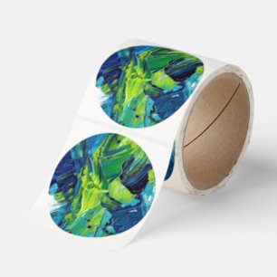 Abstract Acrylic Paint in Blue Classic Round Sticker