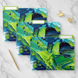 Abstract Acrylic Paint in Blue File Folder