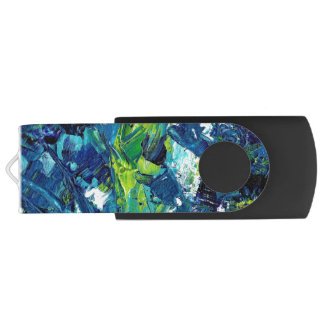 Abstract Acrylic Paint in Blue Flash Drive