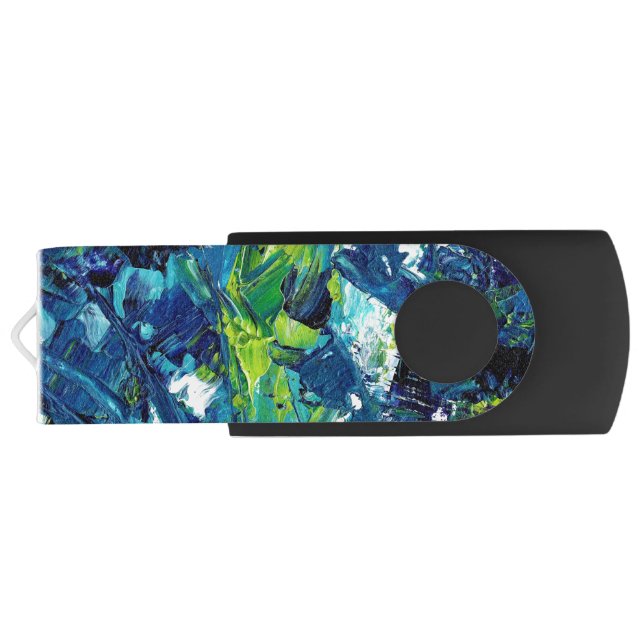 Abstract Acrylic Paint in Blue Flash Drive (Back)