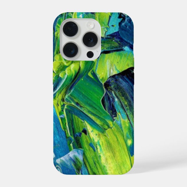 Abstract Acrylic Paint in Blue iPhone Case (Back)