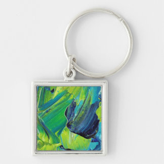 Abstract Acrylic Paint in Blue Keychain